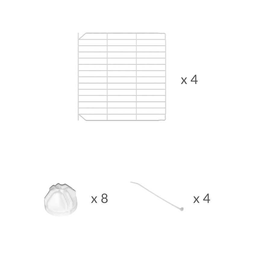 Material for a set of 4 white C&C safe door grids to create hinged doors and lids on C and C cages for guinea pigs by kavee UK