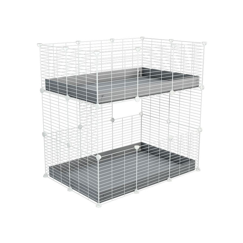 A two tier 3x2 c&c cage for guinea pigs with two levels grey correx baby safe white grids by brand kavee in the uk