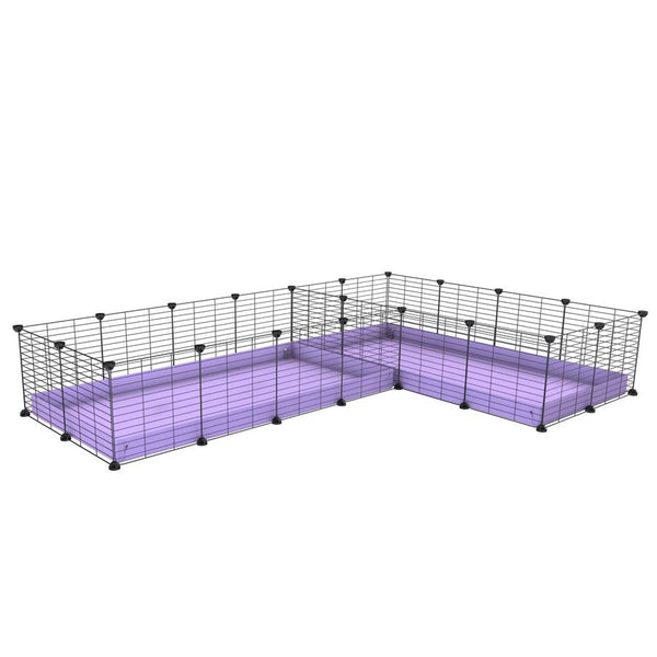 A 8x2 L-shape C&C cage with divider for guinea pig fighting or quarantine with lilac coroplast from brand kavee
