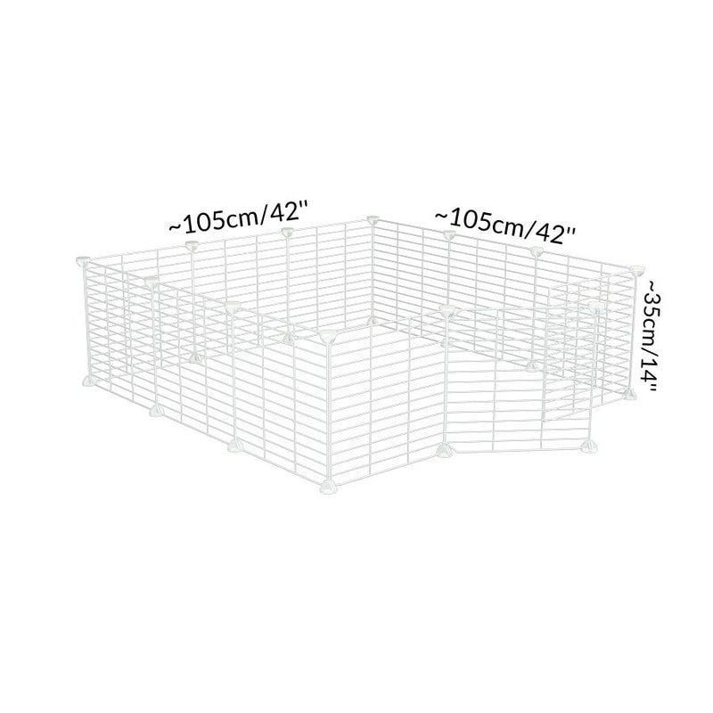 Size of a 3x3 outdoor modular playpen with baby proof C and C white C and C grids for guinea pigs or Rabbits by brand kavee 