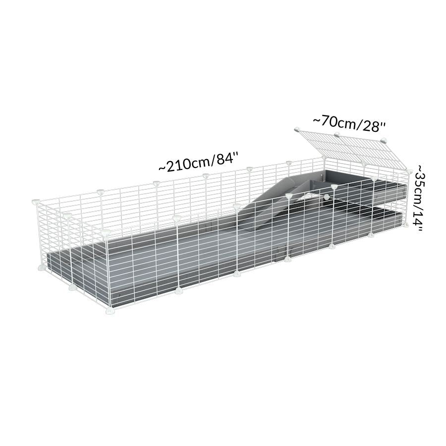 Dimensions of a 2x6 C and C guinea pig cage with loft ramp lid small hole size white C&C grids grey coroplast kavee