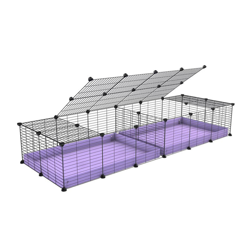 A 6x2 C&C cage with lid divider for guinea pig fighting or quarantine with lilac coroplast from brand kavee