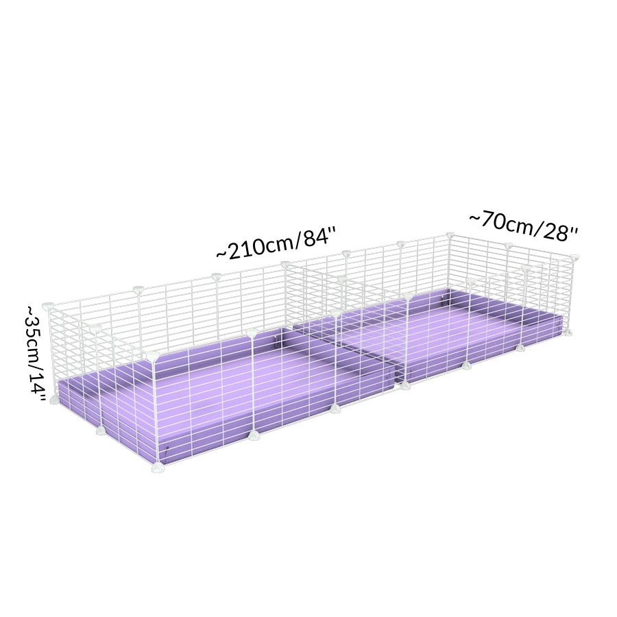 Size and dimension of a 6x2 white C&C cage with divider for guinea pigs fighting or quarantine from brand kavee