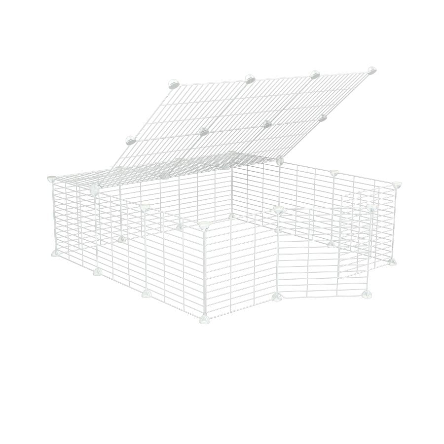 a 3x3 outdoor modular playpen with lid and baby proof white C and C grids for guinea pigs or Rabbits by brand kavee 