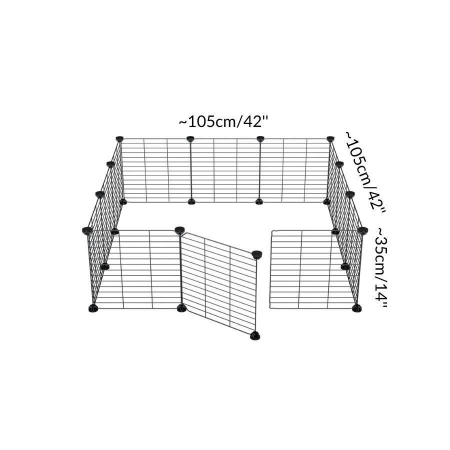 Dimensions of a 3x3 outdoor modular playpen with baby C and C grids for guinea pigs or Rabbits by brand kavee
