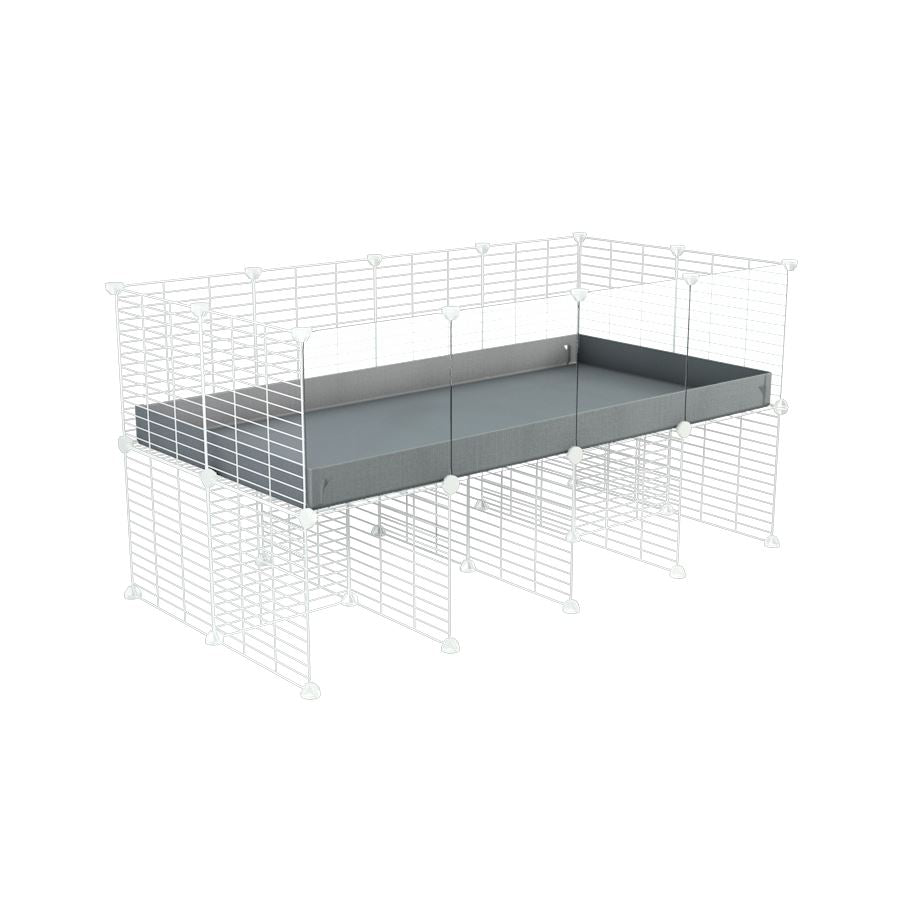 a 4x2 CC cage with clear transparent plexiglass acrylic panels  for guinea pigs with a stand grey correx and white C&C grids sold in UK by kavee