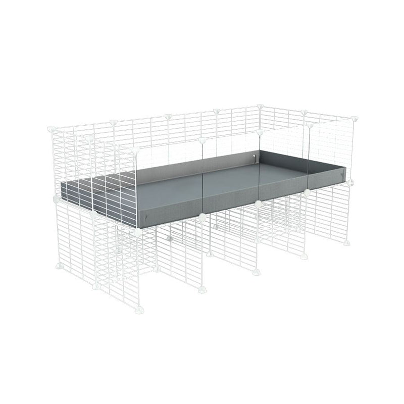 a 4x2 CC cage with clear transparent plexiglass acrylic panels  for guinea pigs with a stand grey correx and white C&C grids sold in UK by kavee